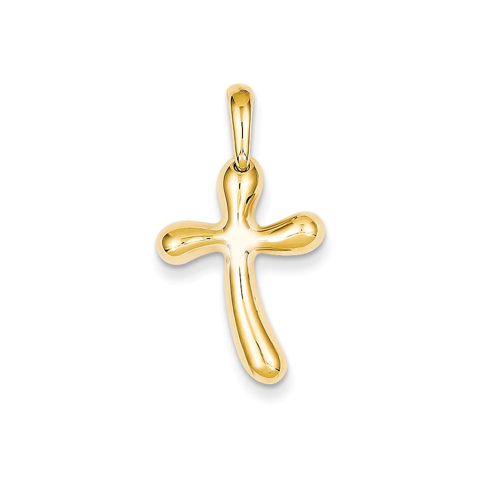 14K Yellow Gold Polished Freeform Cross Pendant