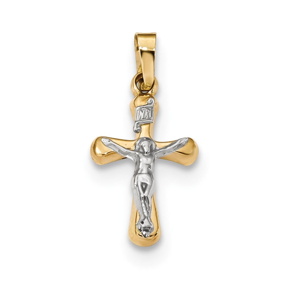 14K Polished Inri Rounded Crucifix Pendant