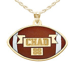 Color Enameled Football Pendant with Name & Number