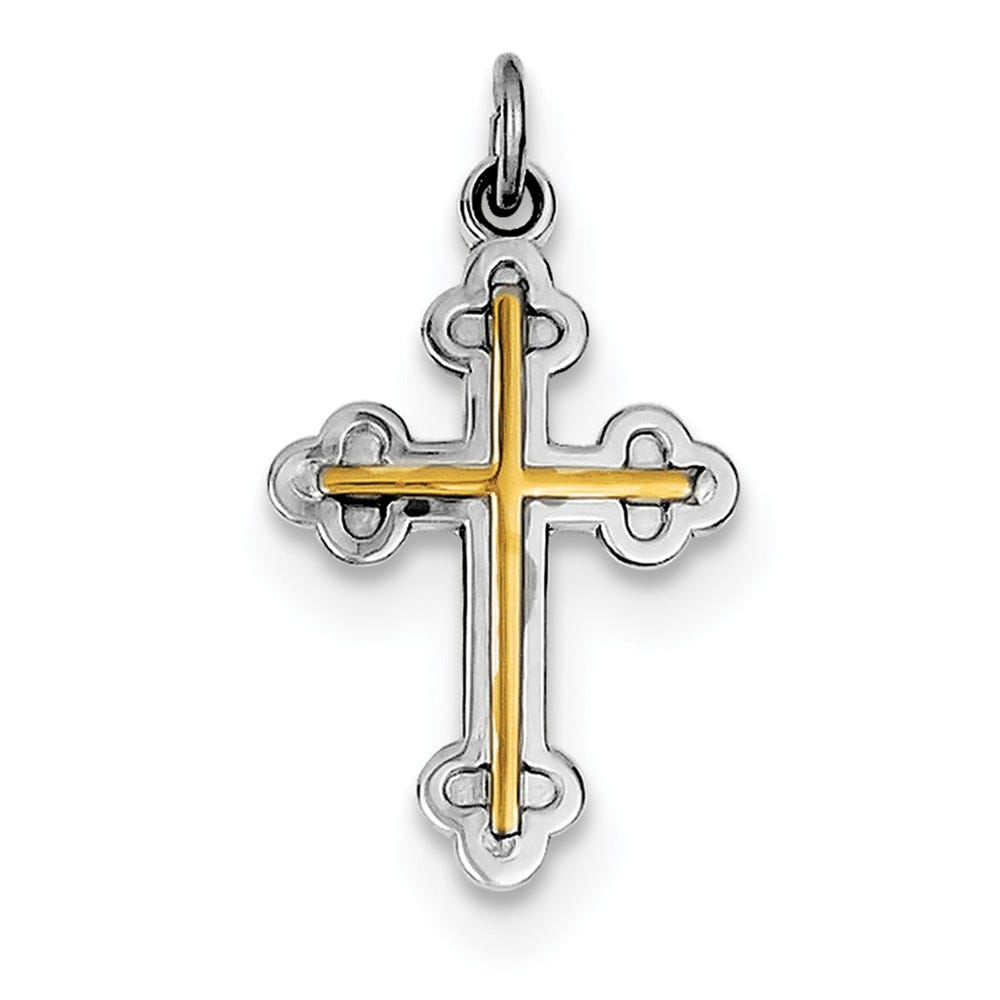 Rhodium-Plated And 18K Gold-Plated Cross Charm