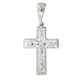 Sterling Silver Textured-Panel Crucifix Pendant