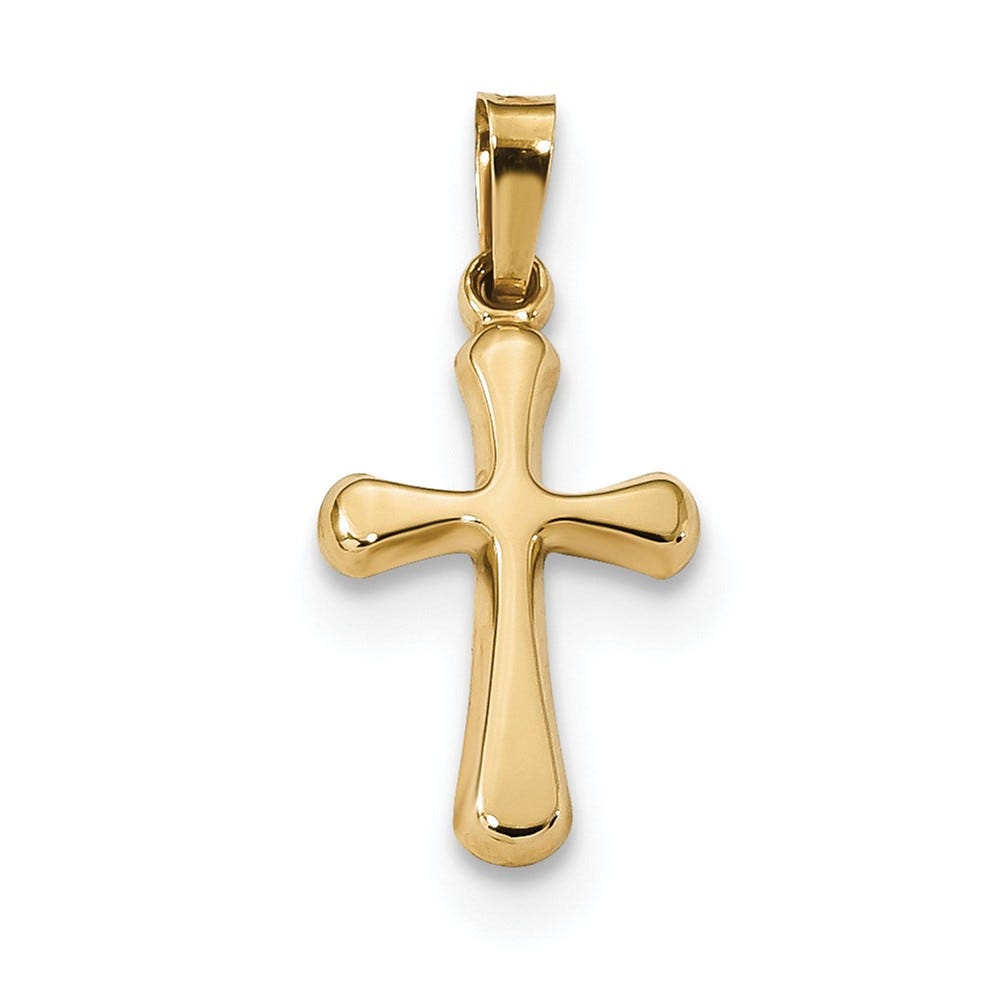 14K Polished Rounded Cross Pendant
