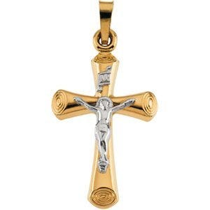 Two Tone Flared Arms Crucifix Pendant