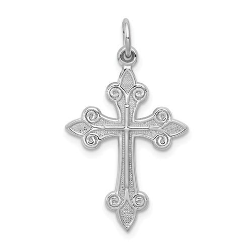 White Gold Scroll-Work Cross Pendant