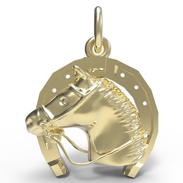 Horse Head with Horseshoe Charm