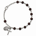 Silver-Tone Garnet Rosary Bracelet