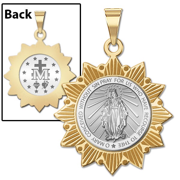 Miraculous Medal Two-Tone Sun Border Medals
