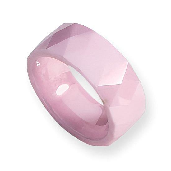 Ceramic Pink Faceted Approx. 0.31 Inch Polished Wedding Band