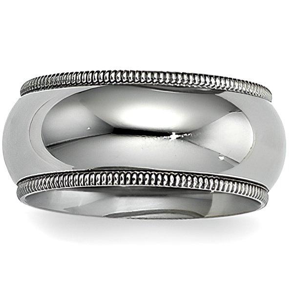 Sterling Silver Approx. 0.39 Inch Milgrain Comfort Fit Wedding Band
