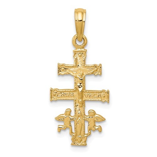 14K Gold Cara Vaca Crucifix Pendant