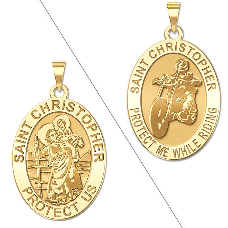 Saint Christopher " Protect Me While Riding" Doubledside Motorcycle Religious Medal