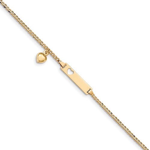 Custom Engraved 14K Gold Children's Heart ID Bracelet