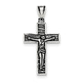 Sterling Silver Antiqued Textured Crucifix Pendant