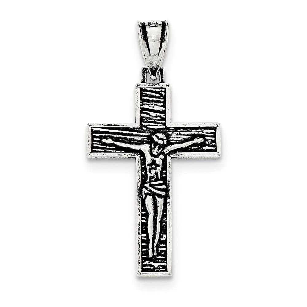 Sterling Silver Antiqued Textured Crucifix Pendant