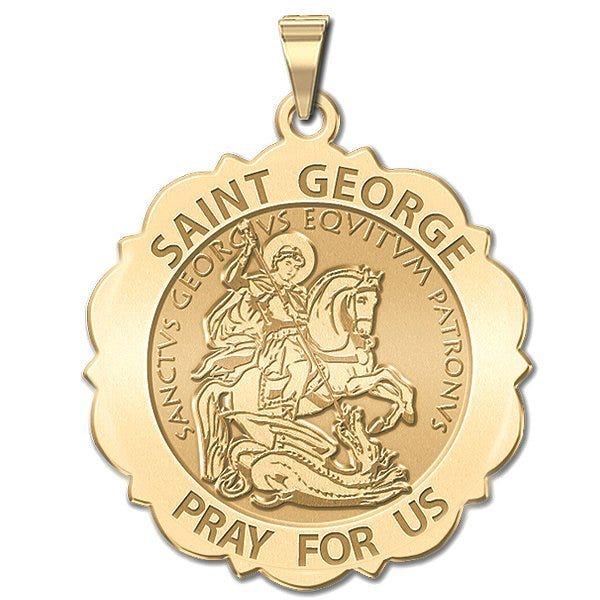 Saint George Scalloped Round Religious Medal