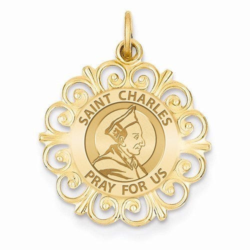 Saint Charles Borromeo Round Filigree Religious Medal
