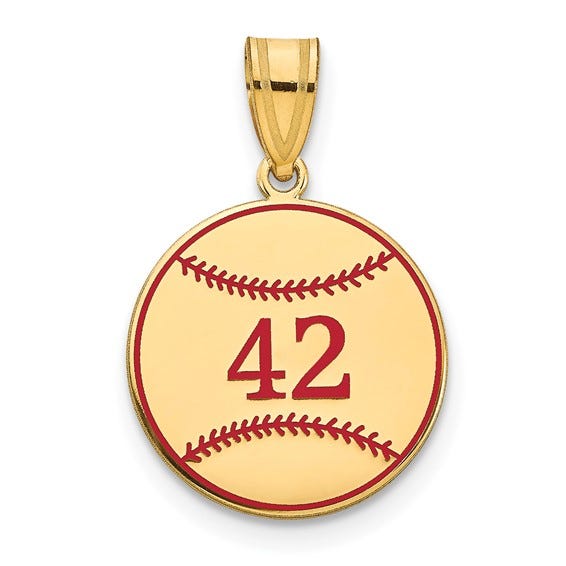 Custom Red Enamel Softball Charm or Pendant with Number