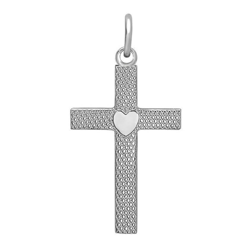 Textured Cross Heart Pendant