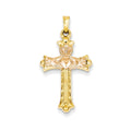 14K Two-Tone Claddagh Cross Pendant