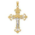 14K Two-Tone Inri Ornate-Scroll Crucifix Pendant