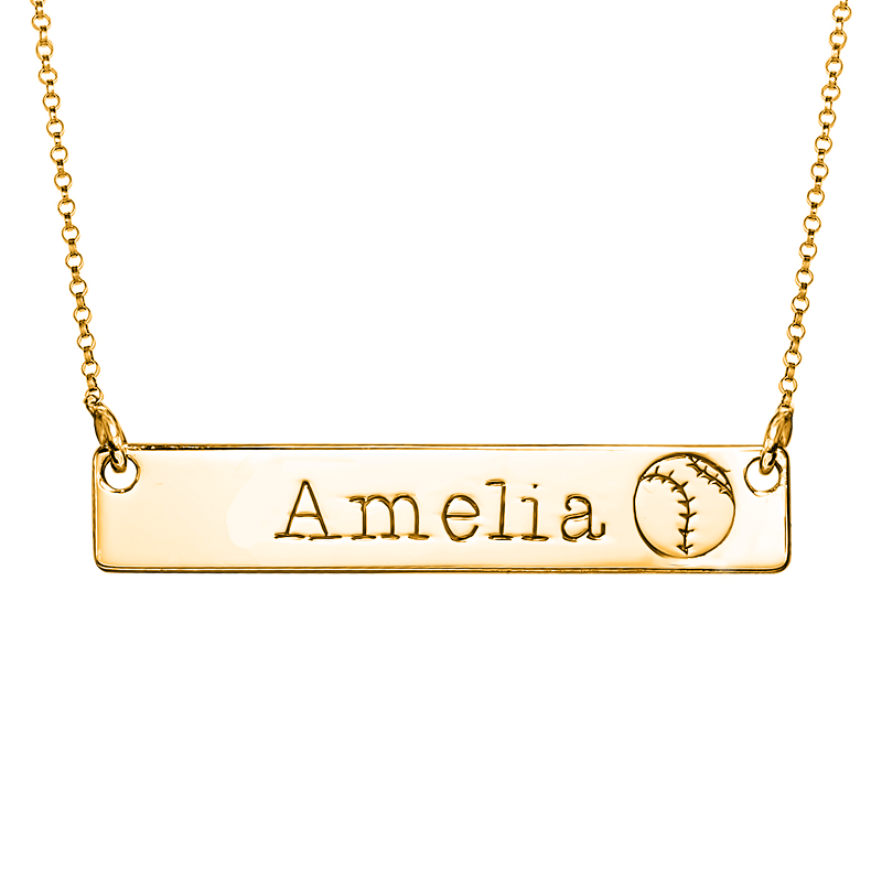 Personalized Horizontal Softball Name Bar with Adjustable Chain