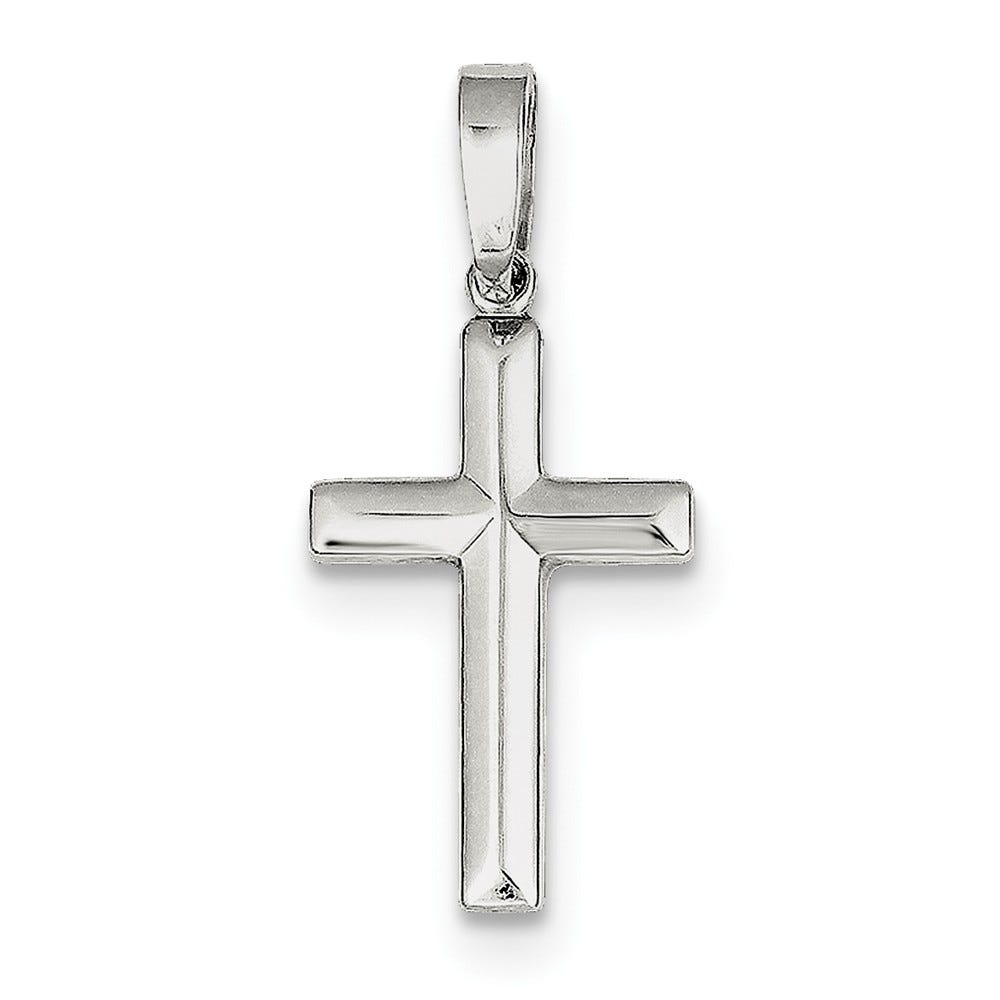 Sterling Silver Polished Beveled Cross Pendant
