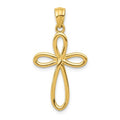 14K Gold Ribbon Cross Pendant