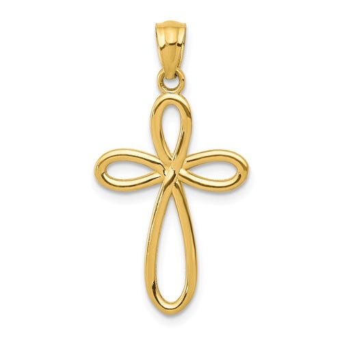 14K Gold Ribbon Cross Pendant
