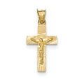 14K Polished Satin Diamond Cut Crucifix Pendant