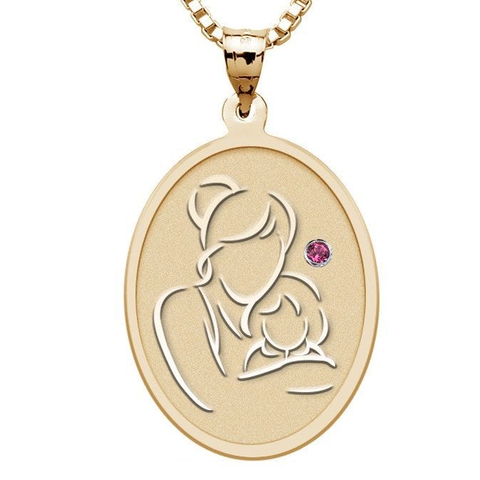 Mother and Daughter - Oval Pendant with Birthstone