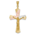 14K Gold And Rhodium Crucifix Cross Pendant