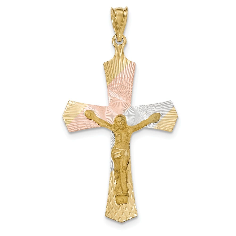 14K Gold And Rhodium Crucifix Cross Pendant