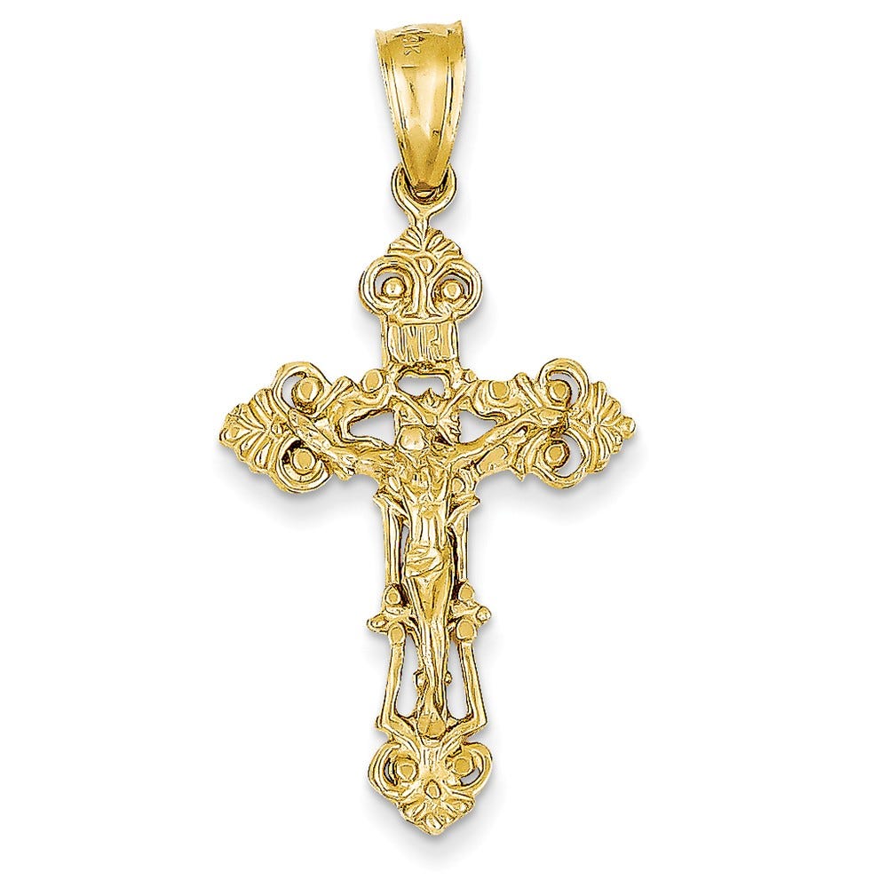 Inri Fleur De Lis Crucifix Pendant