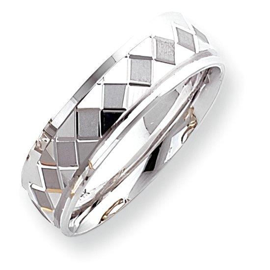 14K White Gold Approx. 0.28 Inch Design-Etched Wedding Band