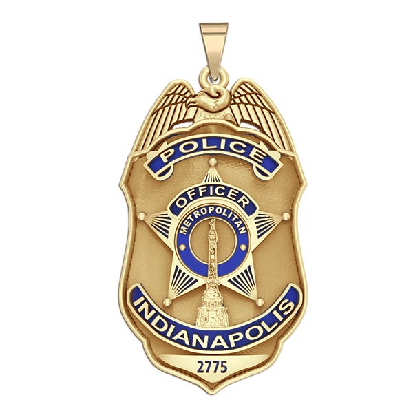 Personalized Indianapolis Indiana Police Badge with Your Rank and Number