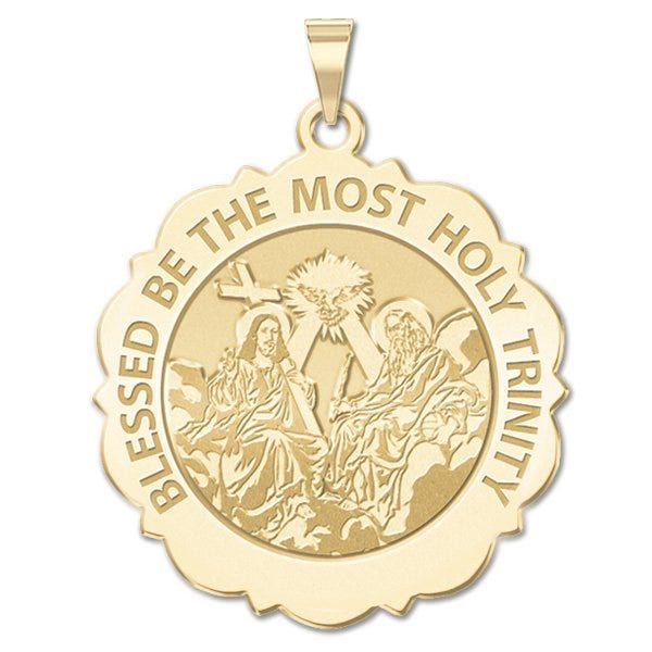 Holy Trinity Scalloped Round Religious Medal