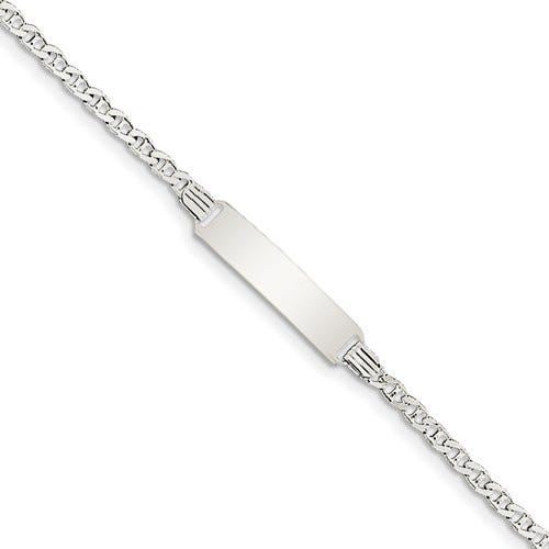 Custom Engraved Sterling Silver Children's Anchor Link ID Bracelet