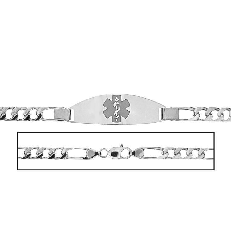 Sterling Silver Women's Figaro Link Medical ID Bracelet