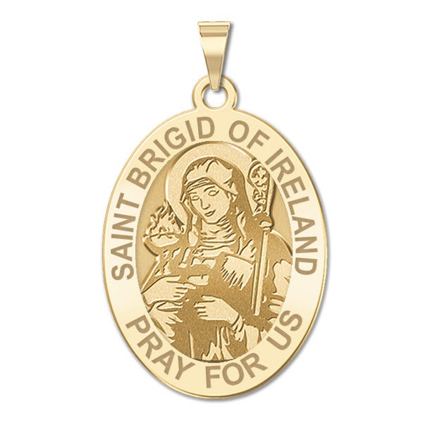 Saint Brigid Of Ireland Religious Medal Oval