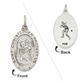 Sterling Silver Saint Christopher Double Sided Baseball Oval Religious Medal