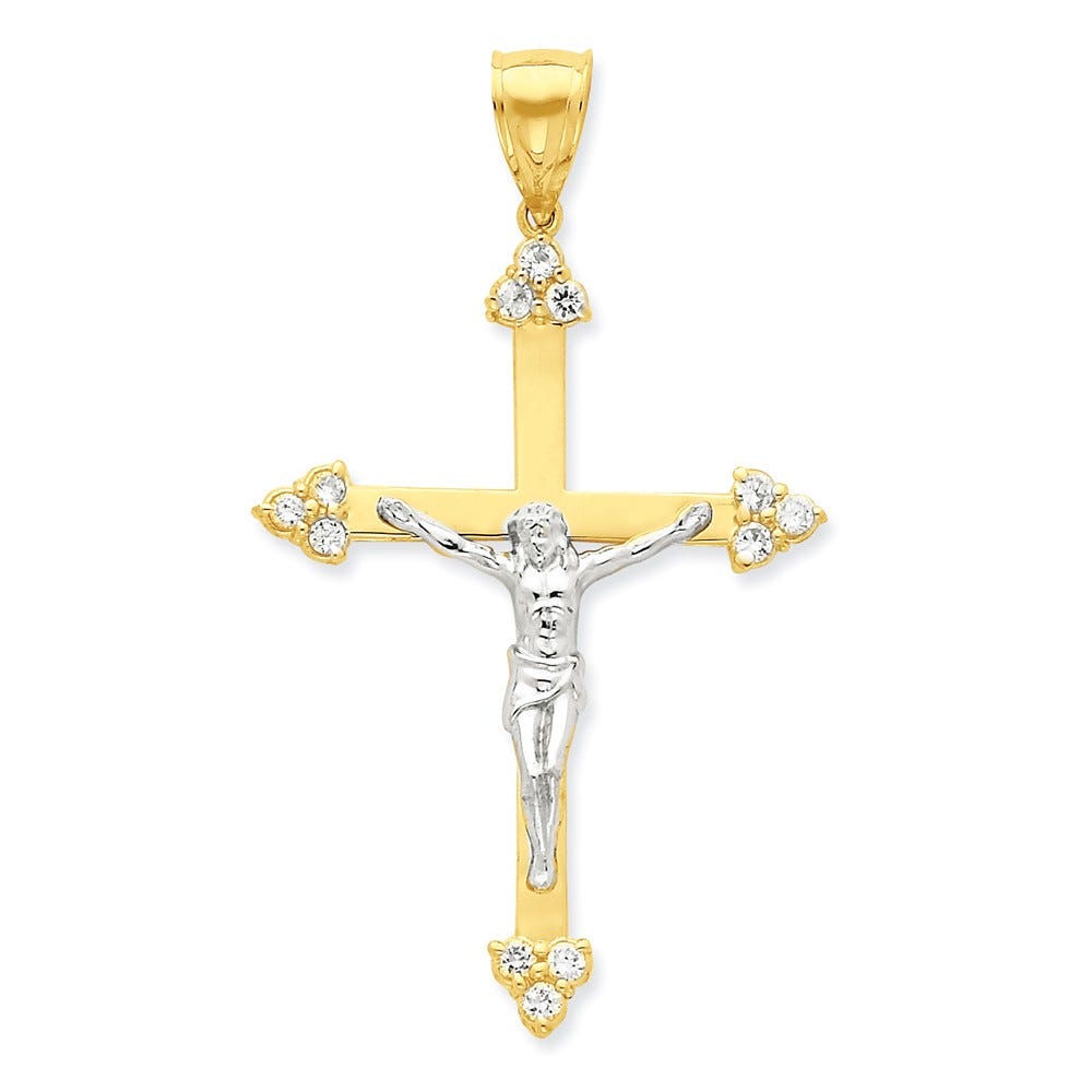 Cz Budded-Ends Crucifix Pendant