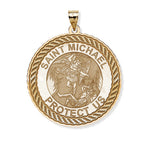 Saint Michael Round Rope Border Religious Medal