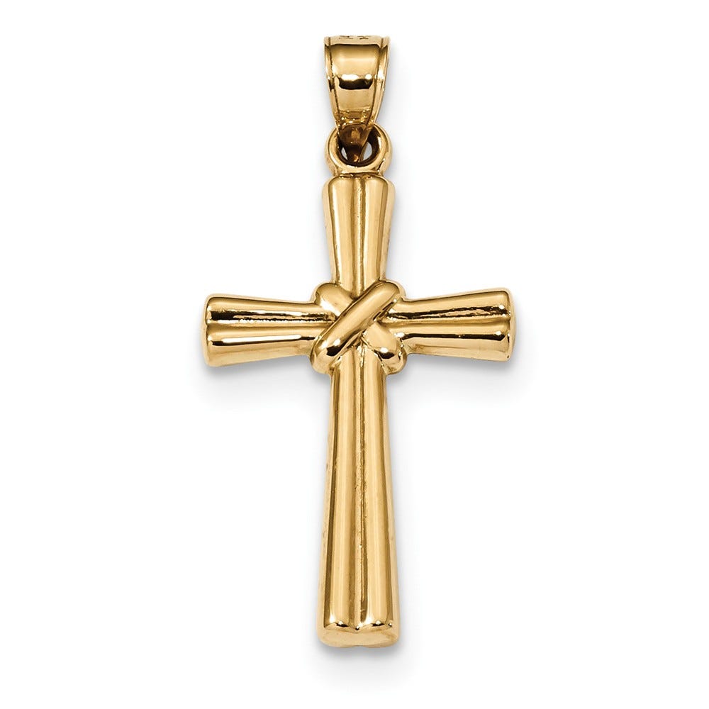 14K Hollow Knotted Cross Pendant