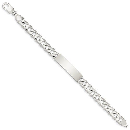 Custom Engraved Sterling Silver Men's Polished Curb Link ID Bracelet