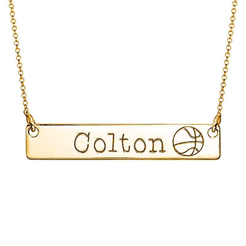 Personalized Horizontal Basketball Name Bar with Adjustable Chain