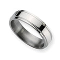 Titanium Ridged-Edge Approx. 0.24 Inch Polished Wedding Band