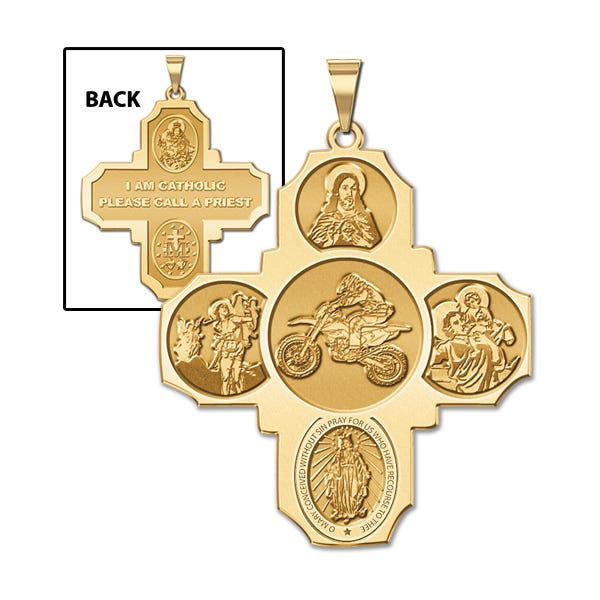 Four Way Cross - Motocross Religious Medal