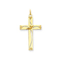 14K Laser Designed Ribbon-Center Cross Pendant