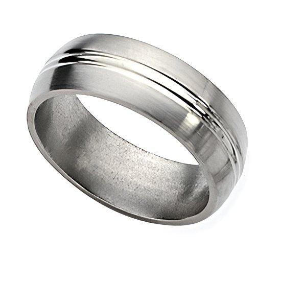 Titanium Grooved Approx. 0.31 Inch Brushed and Polished Wedding Band