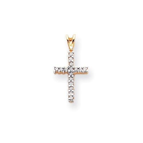 Diamond Latin Cross Pendant In 14K Gold